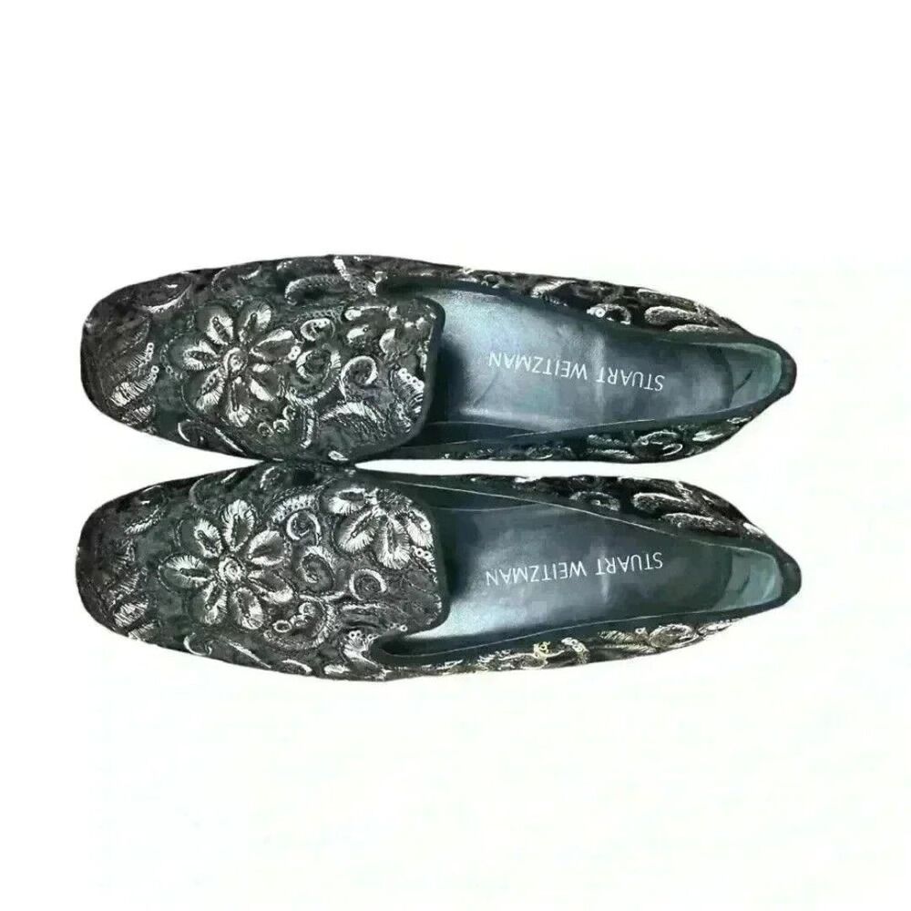 Stuart Weitzman Gold Sequin Loafers Size 9 Euc - image 2
